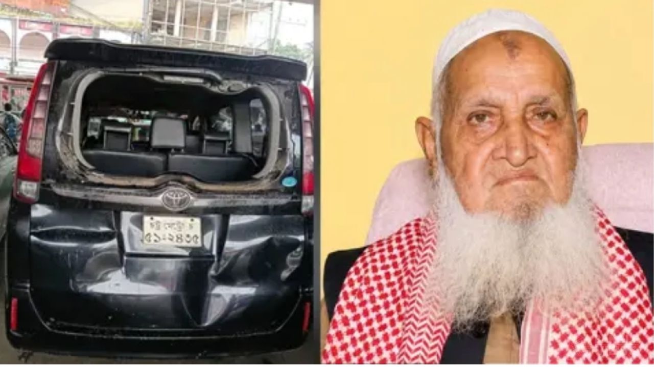 হেফাজত আমিরের গাড়িতে বাসের ধাক্কা, অক্ষত বাবুনগরী