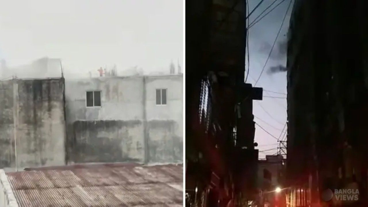 চকবাজারে মার্কেটে আগুন, দুই ঘণ্টায়ও নিয়ন্ত্রণে আসেনি