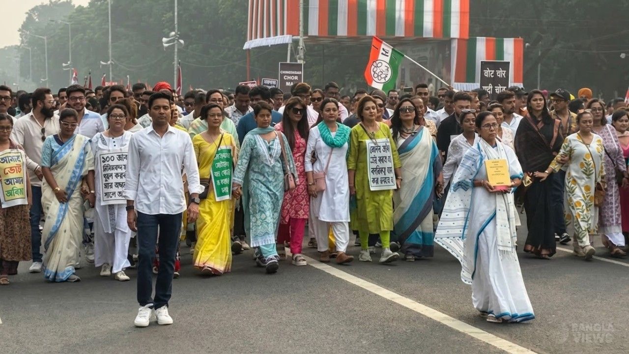দিল্লির পর কলকাতায় তৃণমূলের বড় বিক্ষোভ মিছিল