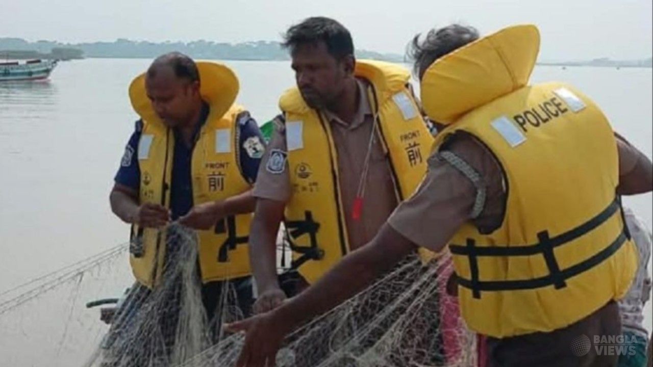 মা ইলিশ রক্ষা অ'ভিযানে ৮৭ জেলে আ'টক, ৮০ লাখ মিটার জাল জব্দ